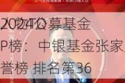 2024公募基金
人物TOP榜：中银基金张家文新进荣誉榜 排名第36